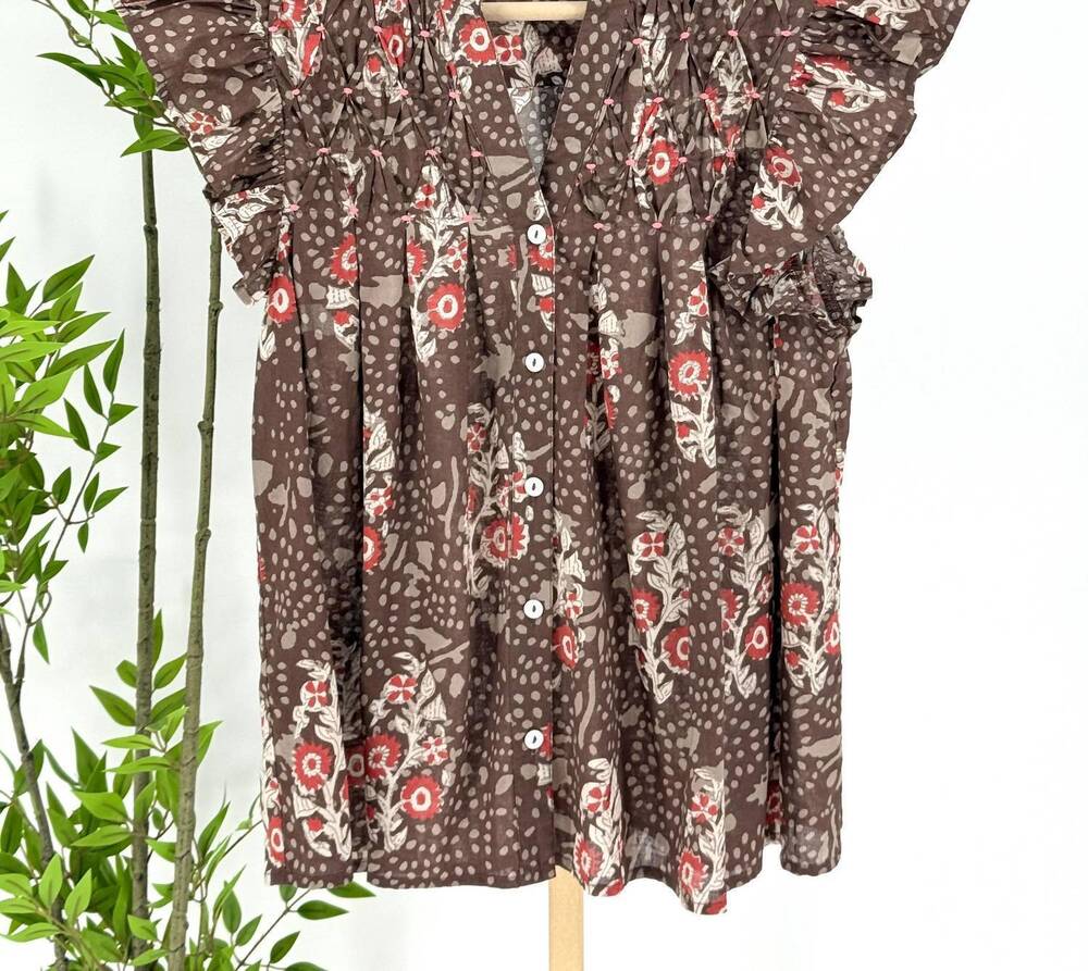 NEW THML women's morning petals top in brown